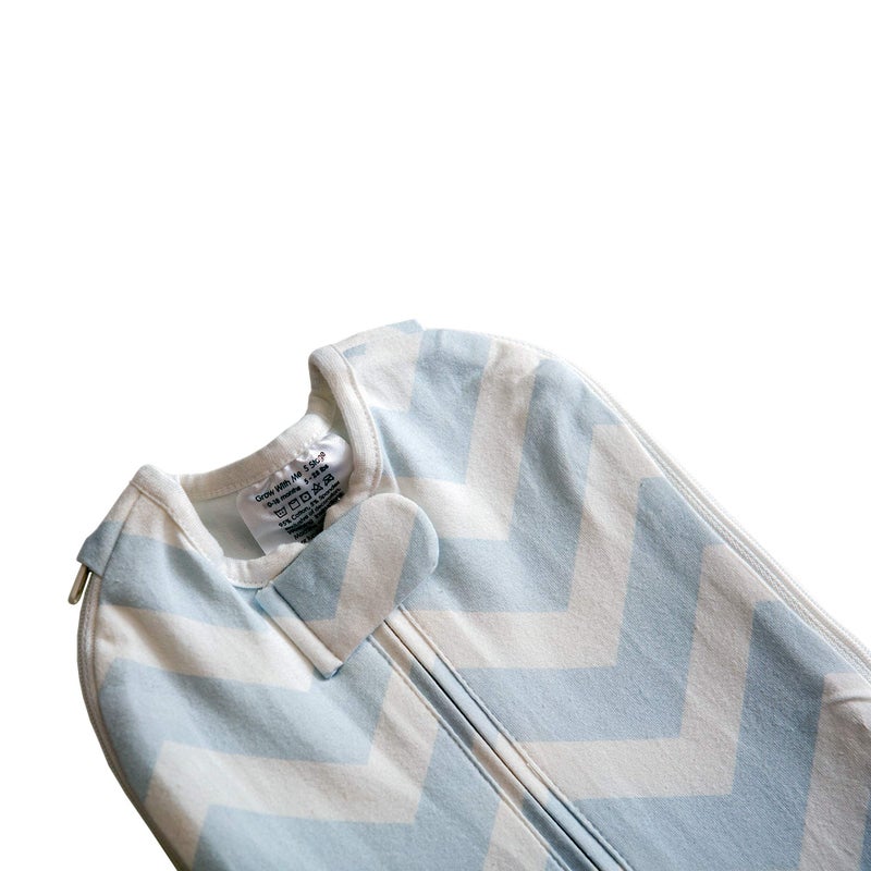 Woombie Grow with Me Baby Swaddle, Convertible Swaddle Fits Babies 0-9 Months, Expands to Wearable Blanket for Babies up to 18 Months, Dreamy Blue Chevron - Image 5